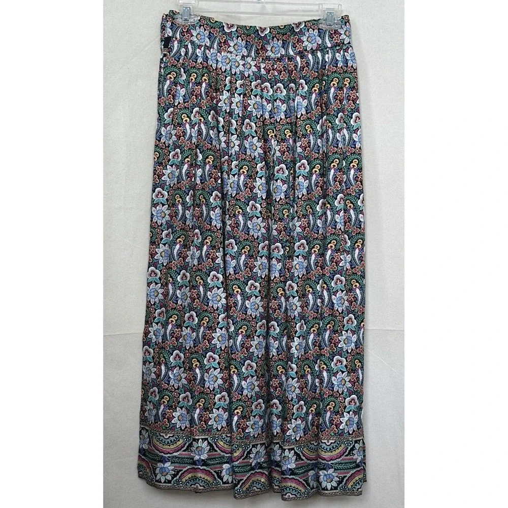 CHAUS Floral Paisley Rayon Maxi Skirt Sz 8 Psychedelic Festival Boho Japan Vtg‎